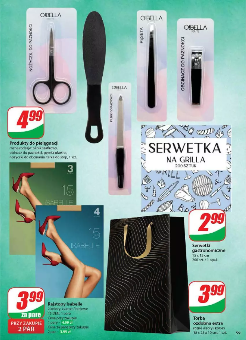 Gazetka promocyjna Dino - ważna 14.05 do 20.05.2025 - strona 55 - produkty: Bell, Bella, Grill, Noż, Nożyczki, Pęseta, Pilnik, Rajstopy, Ser, Serwetki, Tarka, Tarka do stóp, Top, Torba
