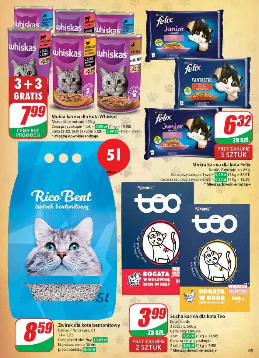 Gazetka promocyjna Dino - ważna 14.05 do 20.05.2025 - strona 60 - produkty: Fa, Felix, Mars, Mokra karma, Sucha karma, Whiskas