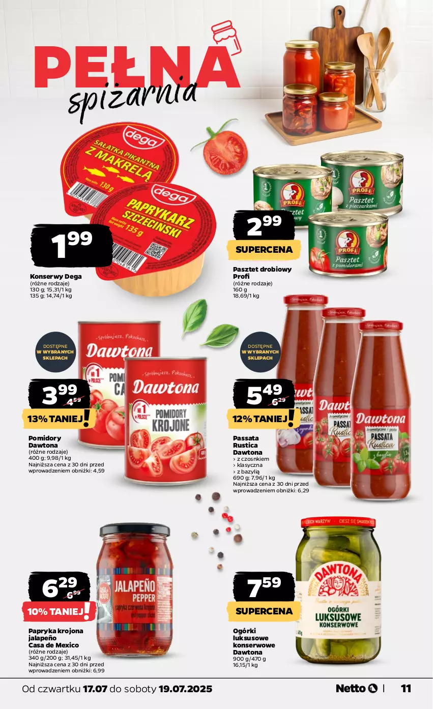 Gazetka promocyjna Netto - Od Czwartku - ważna 17.07 do 19.07.2025 - strona 11 - produkty: Bazyl, Dawtona, Dega, Papryka, Pasztet, Pomidory, Rust, Ser