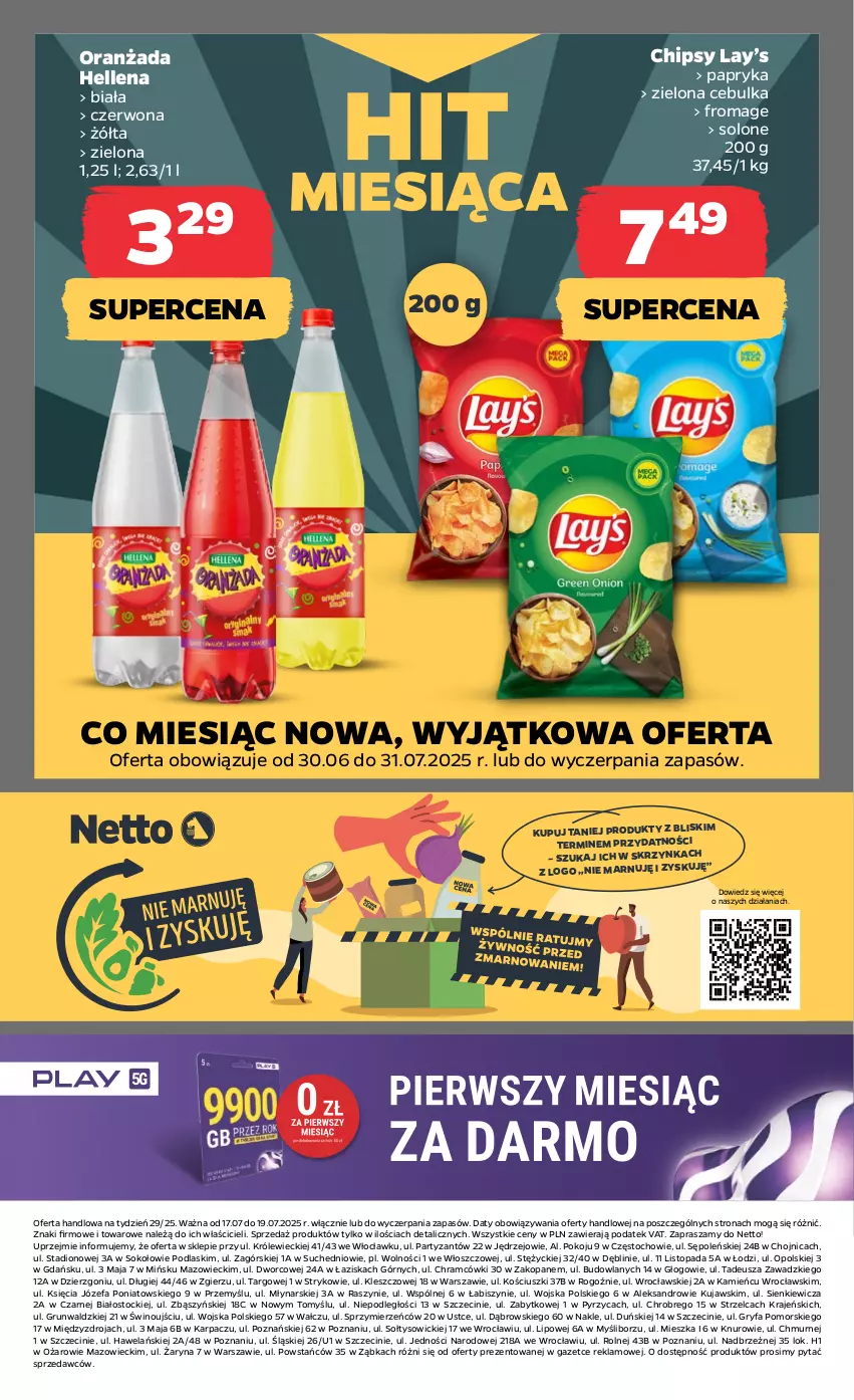 Gazetka promocyjna Netto - Od Czwartku - ważna 17.07 do 19.07.2025 - strona 18 - produkty: Chipsy, Fa, Gry, Hellena, Karp, Kujawski, Lay’s, O nas, Oranżada, Papryka, Podlaski, Sok, Stock, Top, Wino