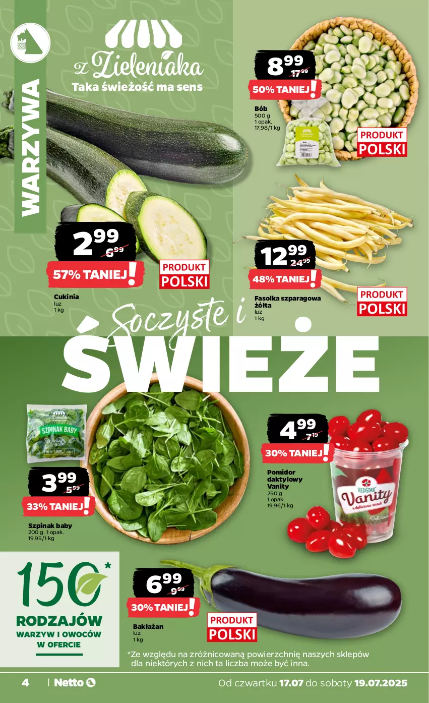 Gazetka promocyjna Netto - Od Czwartku - ważna 17.07 do 19.07.2025 - strona 4 - produkty: Fa, Szpinak, Warzywa