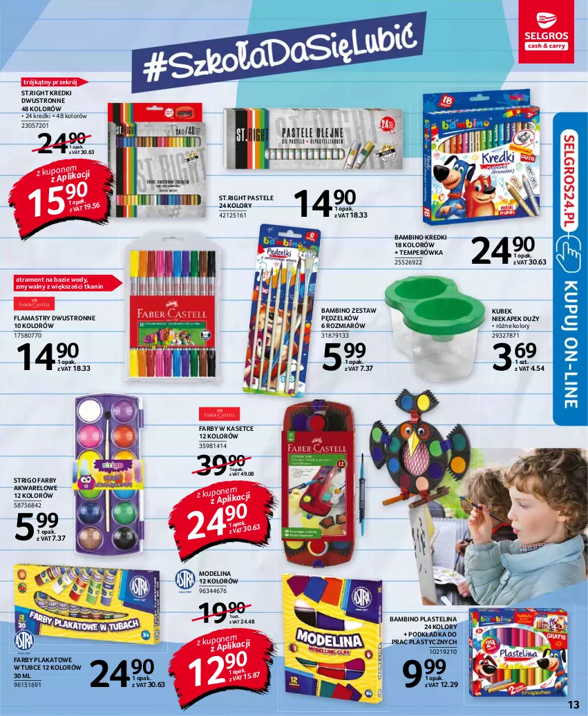 Gazetka promocyjna Selgros - Katalog Szkoła - ważna 19.08 do 01.09.2021 - strona 13 - produkty: Fa, Flamastry, Kubek, Plastelina, Podkład, Podkładka