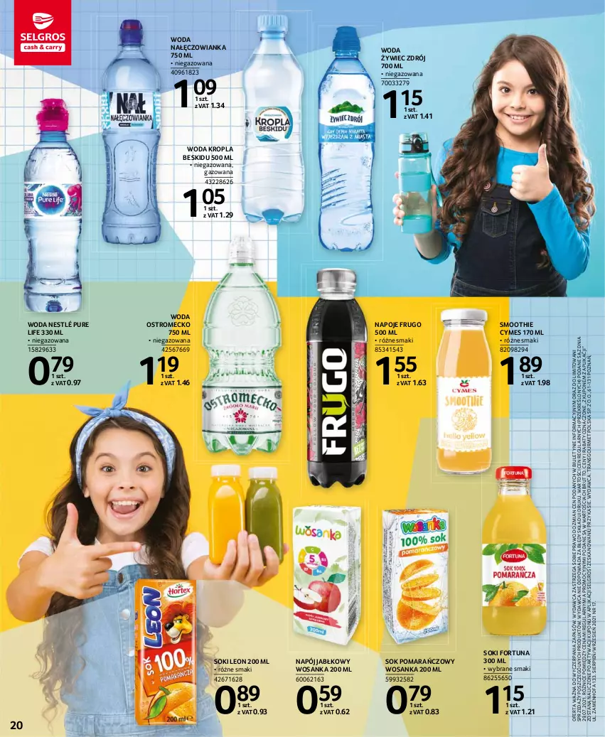 Gazetka promocyjna Selgros - Katalog Szkoła - ważna 19.08 do 01.09.2021 - strona 20 - produkty: Fa, Fortuna, Leon, LG, Nałęczowianka, Napój, Napoje, Nestlé, Pur, Smoothie, Sok, Sok pomarańczowy, Tran, Woda