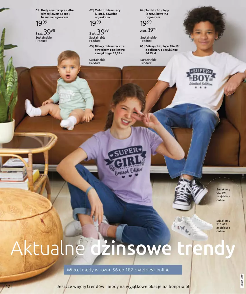 Gazetka promocyjna Bonprix - MODA DŻINSOWA, KTÓRĄ POKOCHASZ! - ważna 08.02 do 08.08.2021 - strona 14 - produkty: Body, Dżinsy, Sneakersy, T-shirt, Wełna