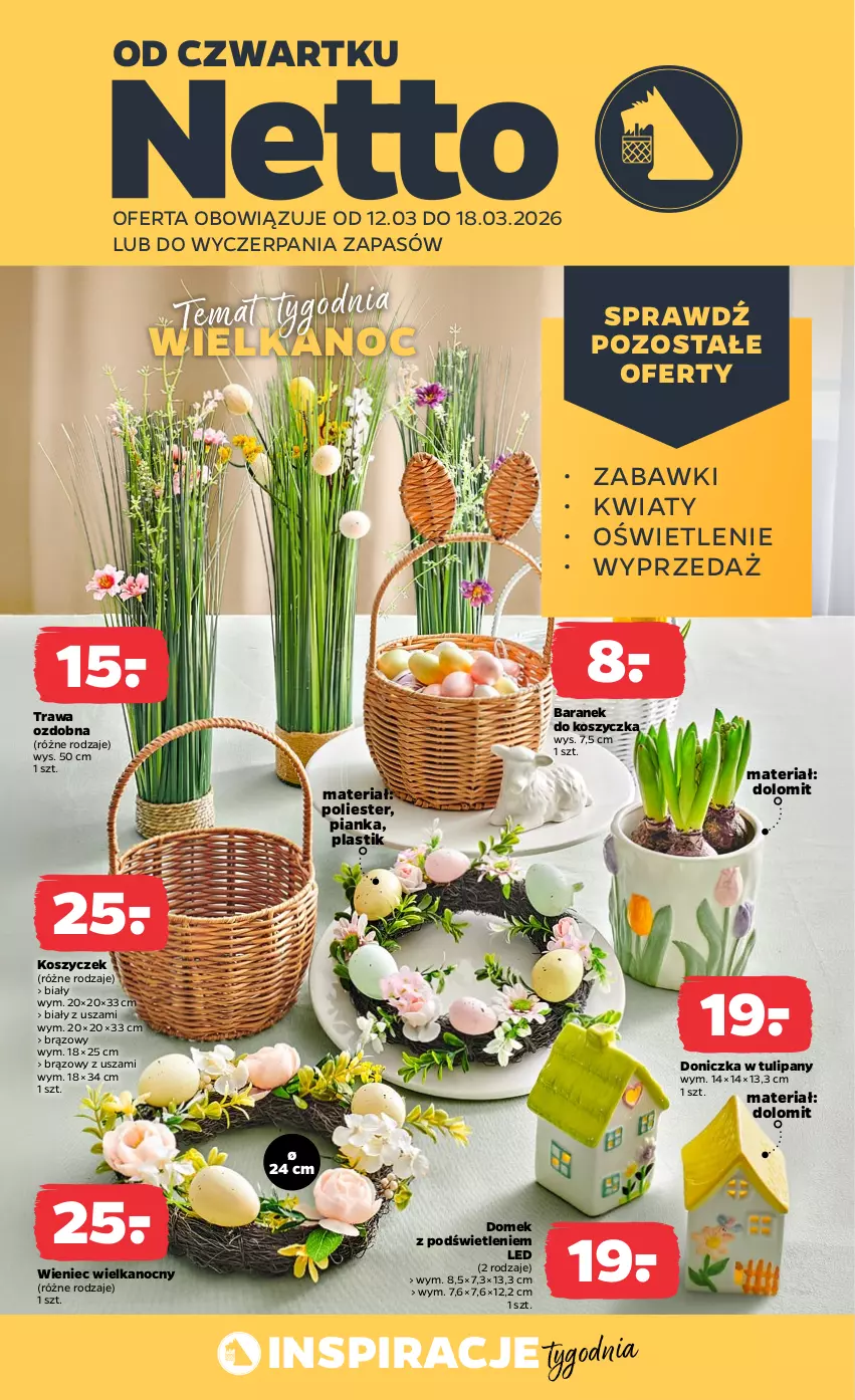 Gazetka promocyjna Netto - Od Czwartku - ważna 12.03 do 18.03.2026 - strona 1 - produkty: Kosz, Tulipan, Wieniec
