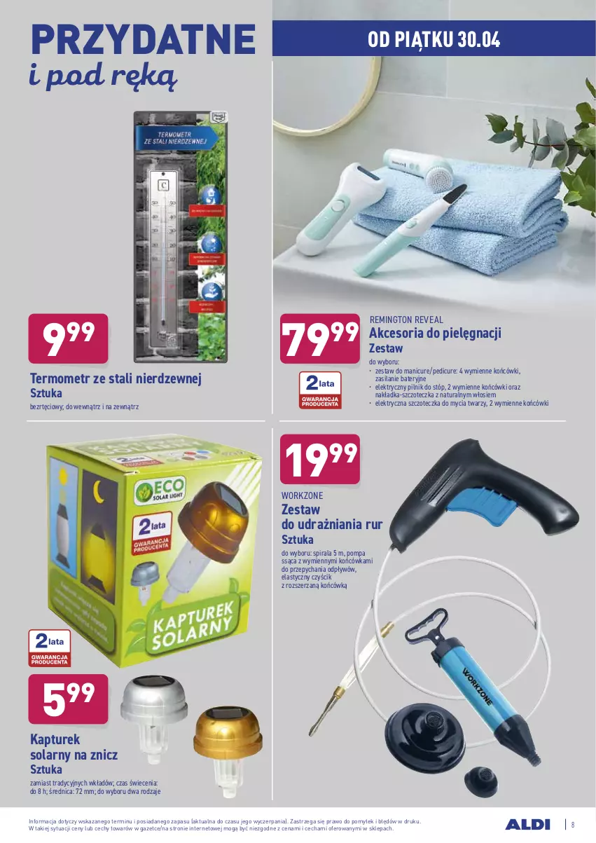 Gazetka promocyjna Aldi - ważna 28.04 do 30.04.2021 - strona 8 - produkty: Elektryczna szczoteczka, Pilnik, Remington, Silan, Szczoteczka, Termometr, Znicz