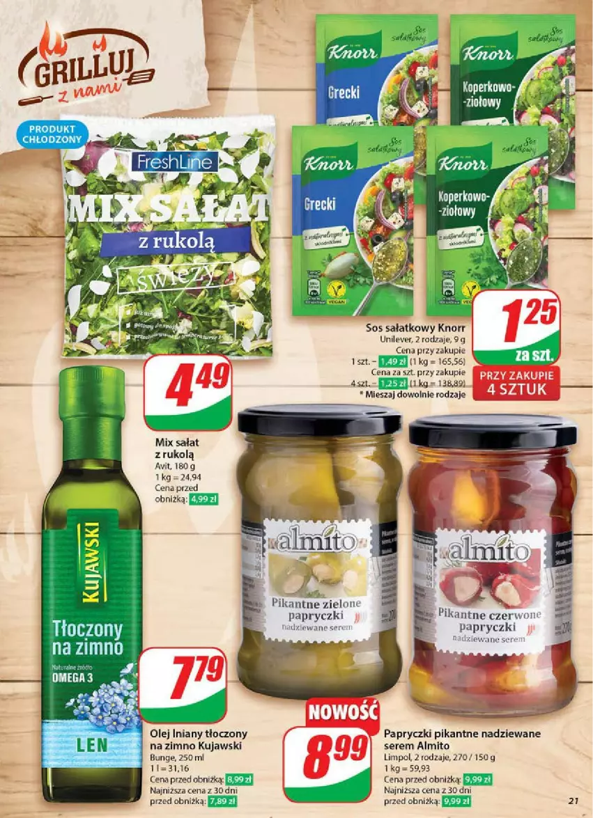 Gazetka promocyjna Dino - ważna 07.05 do 13.05.2025 - strona 14 - produkty: Knorr, Kujawski, Olej, Olej iniany, Papryczki pikantne, Sałat, Ser
