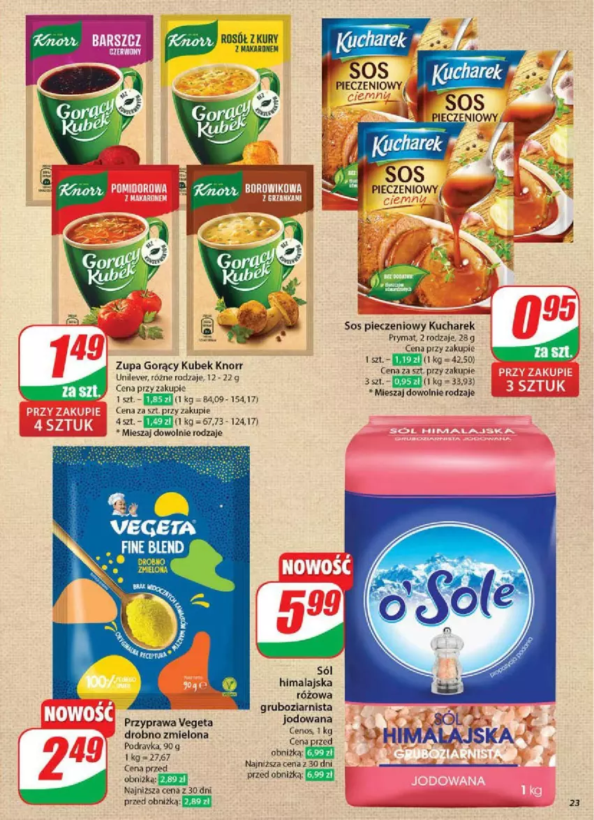 Gazetka promocyjna Dino - ważna 07.05 do 13.05.2025 - strona 16 - produkty: Knorr, Kubek, Kucharek, Makaron, Piec, Podravka, Prymat, Rosół, Sól, Sól himalajska, Vegeta, Zupa