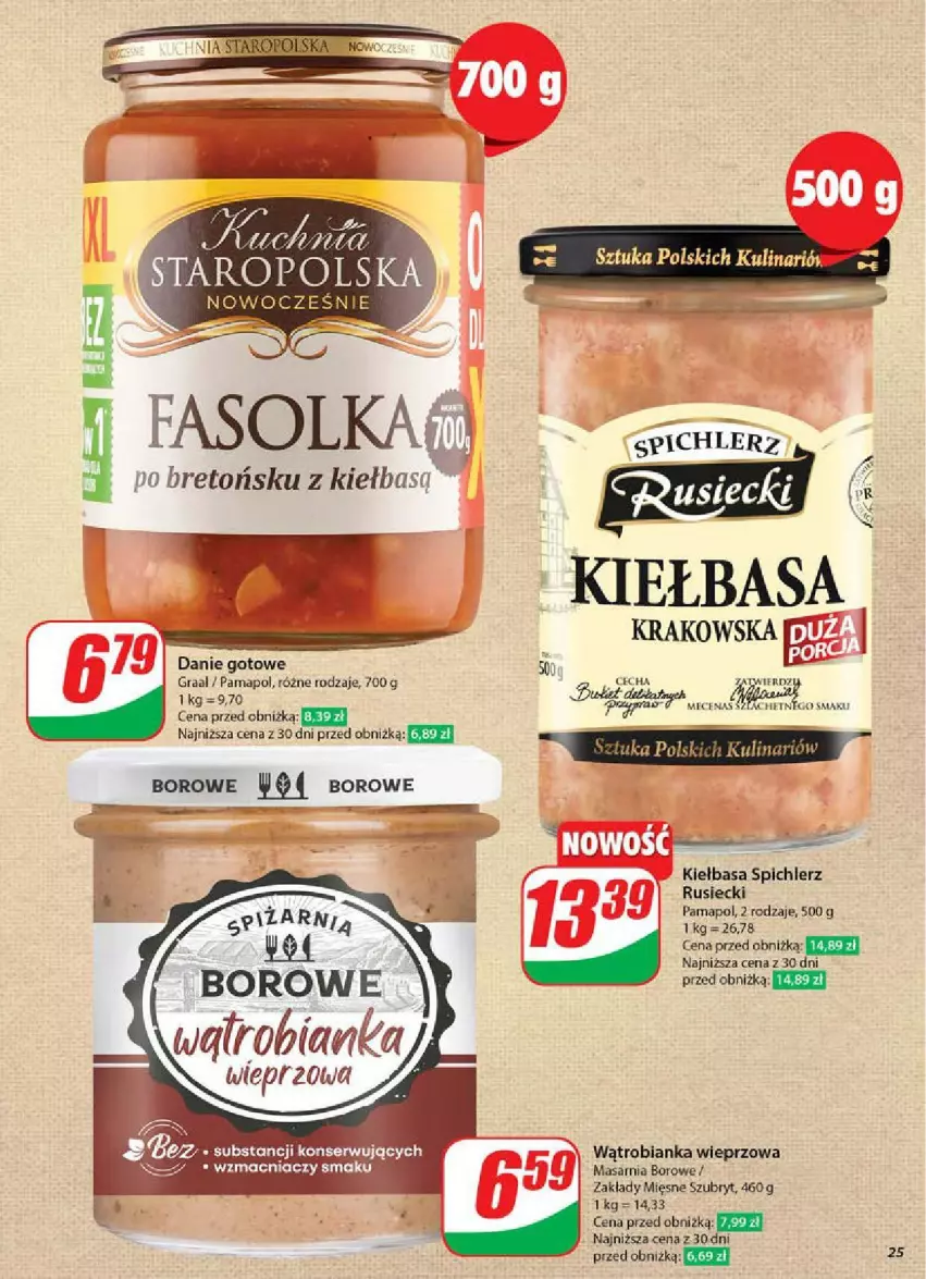 Gazetka promocyjna Dino - ważna 07.05 do 13.05.2025 - strona 18 - produkty: Bianka, Danie gotowe, Fa, Gra, Graal, Kiełbasa, Kiełbasa krakowska, Spichlerz Rusiecki, Szubryt