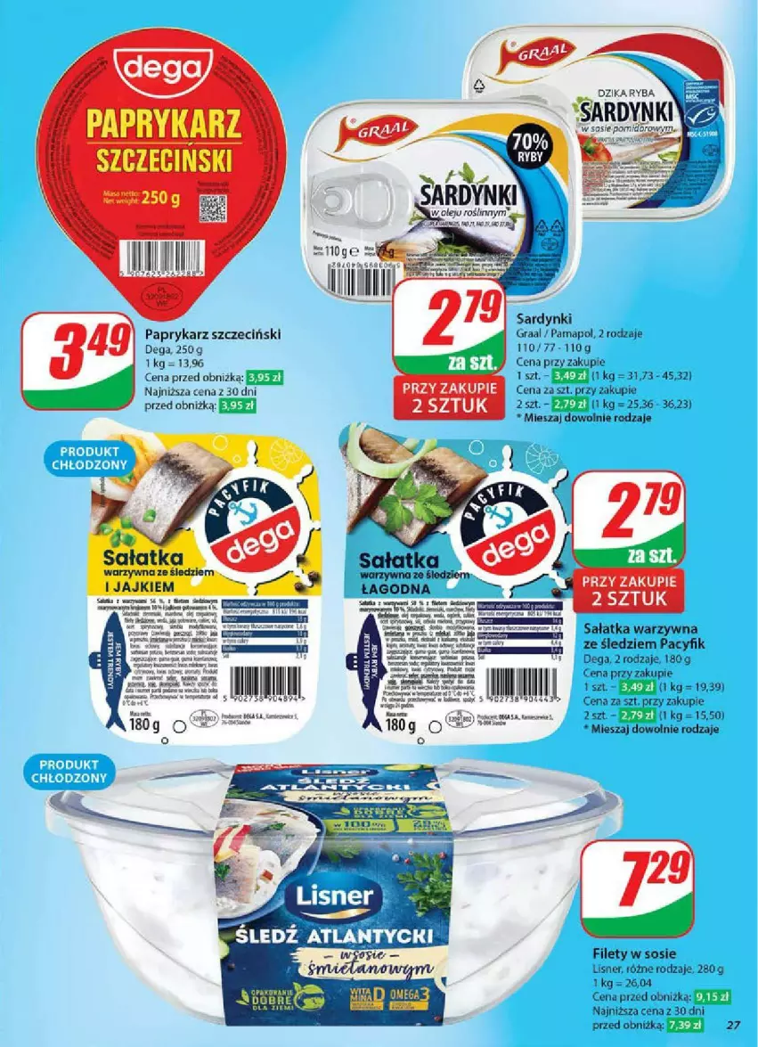 Gazetka promocyjna Dino - ważna 07.05 do 13.05.2025 - strona 20 - produkty: Dega, Gra, Graal, Lisner, Olej, Papryka, Paprykarz, Paprykarz szczeciński, Ryba, Sałat, Sałatka, Sałatka warzywna, Sardynki, Sos