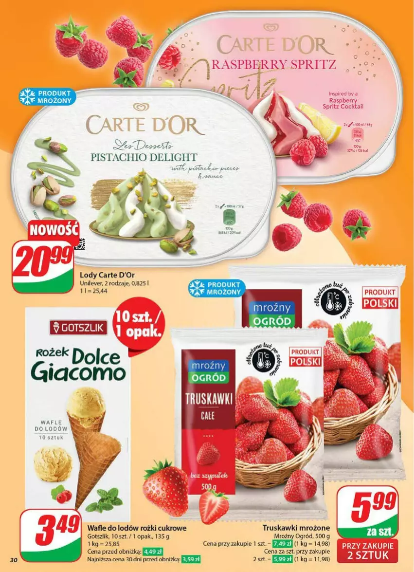 Gazetka promocyjna Dino - ważna 07.05 do 13.05.2025 - strona 24 - produkty: Carte d'Or, Lody, Ogród, Sól, Truskawki, Wafle, Wafle do lodów
