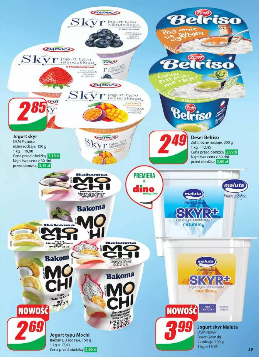 Gazetka promocyjna Dino - ważna 07.05 do 13.05.2025 - strona 33 - produkty: Bakoma, Belriso, Deser, Fa, Isla, Jogurt, Piątnica, Ser, Zott