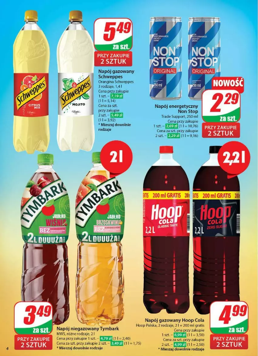 Gazetka promocyjna Dino - ważna 07.05 do 13.05.2025 - strona 34 - produkty: Gin, Gra, Hoop, Napój, Napój energetyczny, Napój gazowany, Napój niegazowany, Por, Schweppes, Top, Tymbark