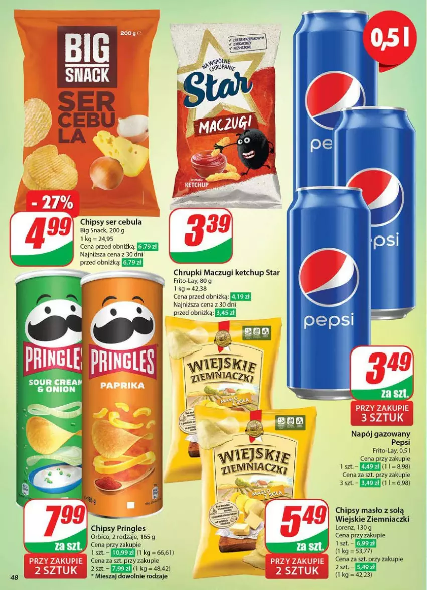 Gazetka promocyjna Dino - ważna 07.05 do 13.05.2025 - strona 43 - produkty: BIC, Cebula, Chipsy, Chrupki, Ketchup, Lorenz, Masło, Napój, Napój gazowany, Pepsi, Pringles, Ser