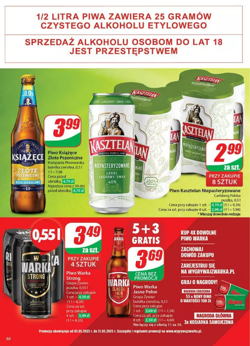 Gazetka promocyjna Dino - ważna 07.05 do 13.05.2025 - strona 46 - produkty: Carlsberg, Gry, Kasztelan, Kosiarka, Piwo, Warka