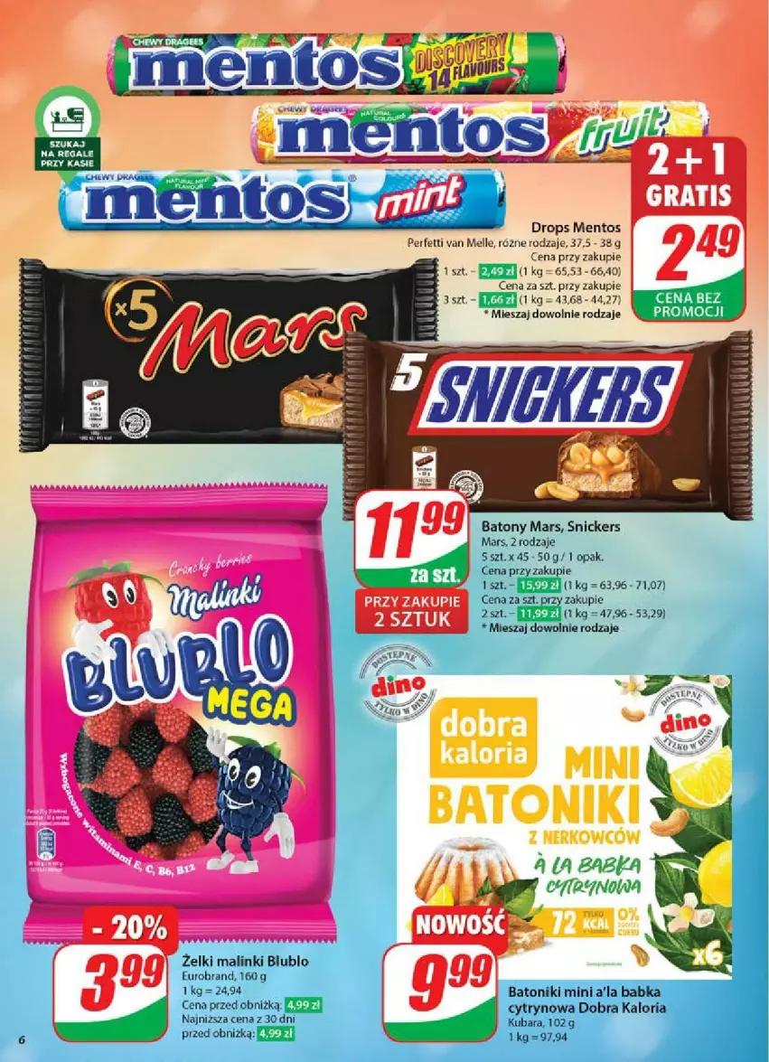 Gazetka promocyjna Dino - ważna 07.05 do 13.05.2025 - strona 56 - produkty: Babka, Baton, Mars, Mentos, Snickers, Tonik