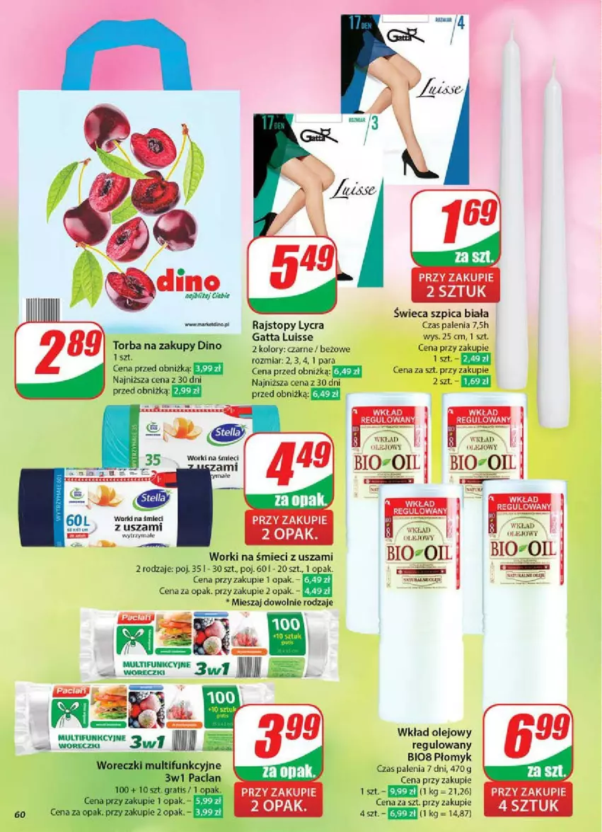 Gazetka promocyjna Dino - ważna 07.05 do 13.05.2025 - strona 57 - produkty: Gatta, Gra, Olej, Rajstopy, Szpic, Top, Torba, Torba na zakupy, Tusz, Wkład olejowy, Worki na śmiec, Worki na śmieci