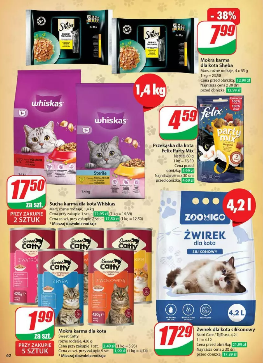 Gazetka promocyjna Dino - ważna 07.05 do 13.05.2025 - strona 59 - produkty: Felix, Mars, Mokra karma, Rust, Sheba, Sucha karma, Whiskas