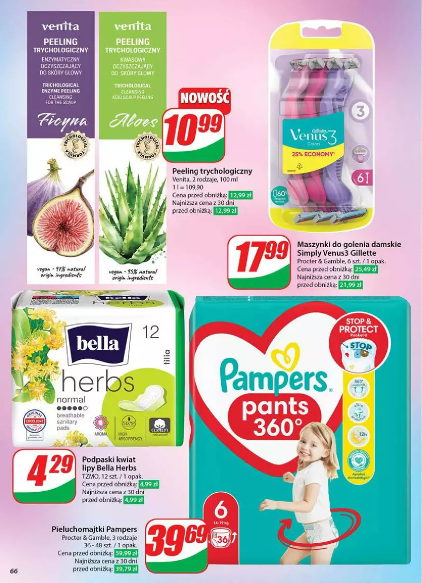Gazetka promocyjna Dino - ważna 07.05 do 13.05.2025 - strona 63 - produkty: Bell, Bella, Gillette, Majtki, Pampers, Peeling, Pieluchomajtki, Podpaski, Venus