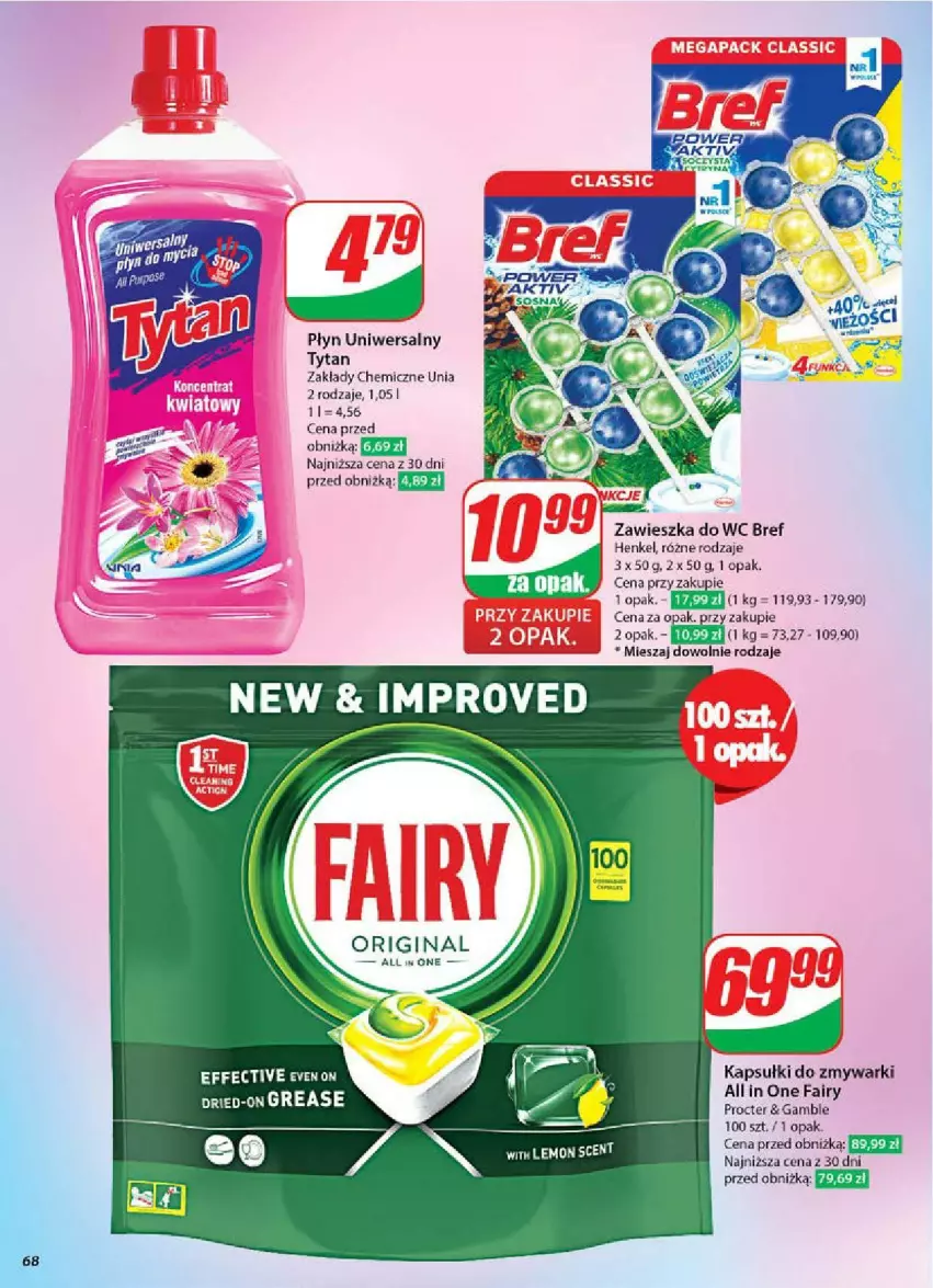 Gazetka promocyjna Dino - ważna 07.05 do 13.05.2025 - strona 65 - produkty: Bref, Fa, Fairy, Gin, Tytan, Zawieszka do wc, Zmywarki