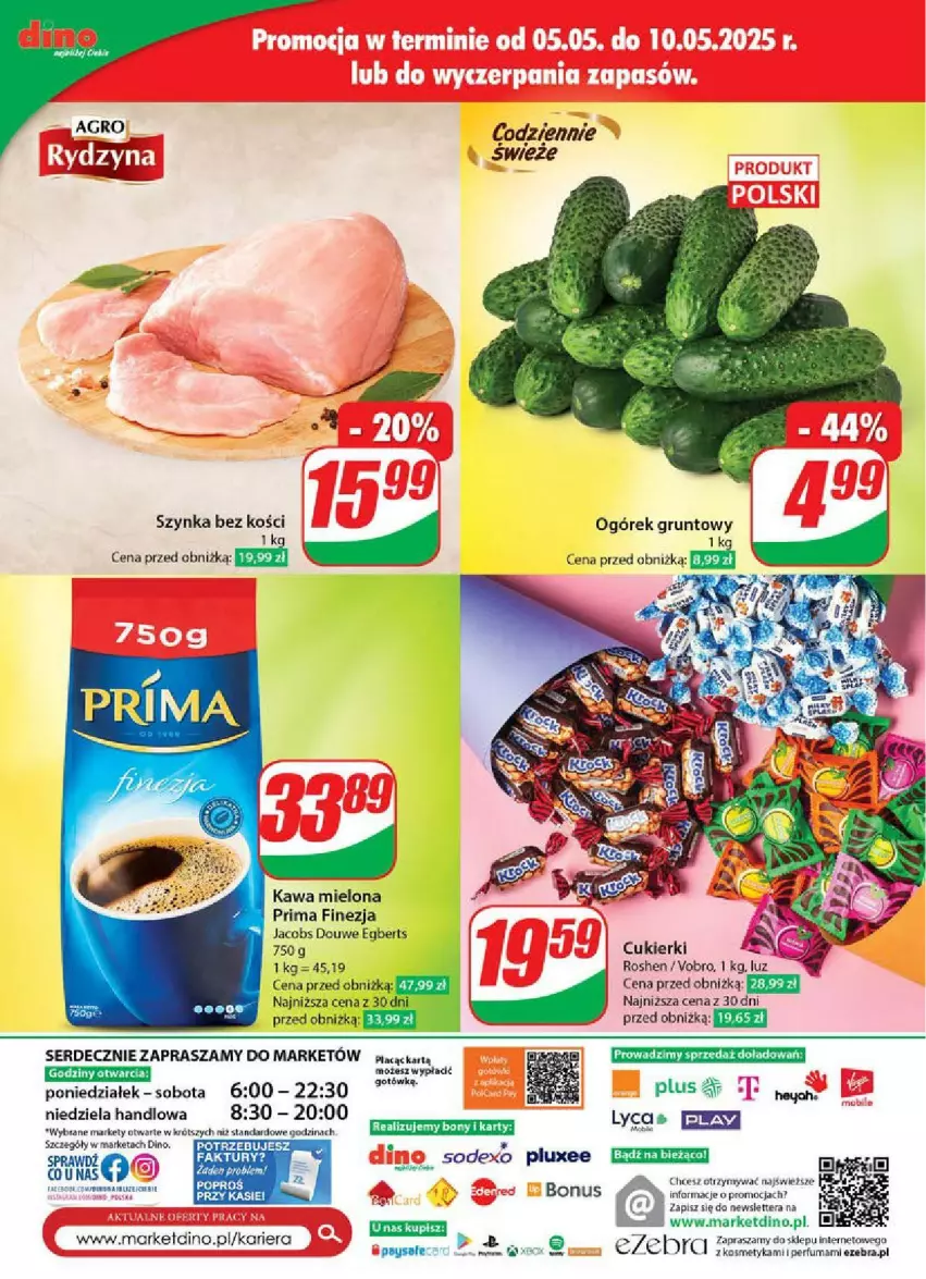 Gazetka promocyjna Dino - ważna 07.05 do 13.05.2025 - strona 68 - produkty: Cukier, Cukierki, Gra, Jacobs, Kawa, Kawa mielona, Perfum, Prima, Ser, Szynka, Tera, Zegar