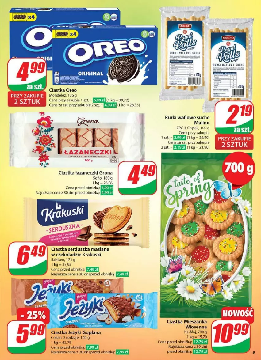 Gazetka promocyjna Dino - ważna 07.05 do 13.05.2025 - strona 70 - produkty: Ciastka, J. Chylak, Jeżyki, Krakus, Krakuski, Oreo, Rurki, Ser