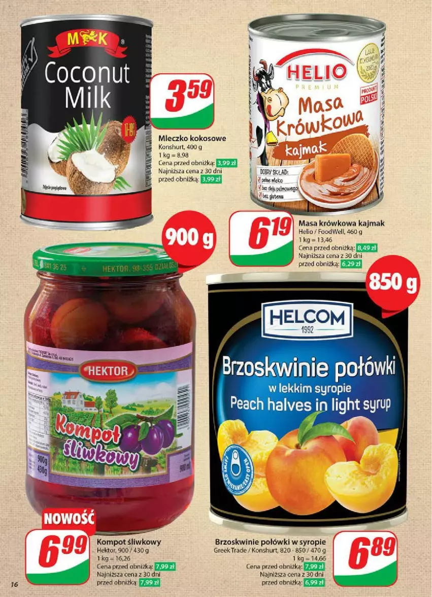 Gazetka promocyjna Dino - ważna 07.05 do 13.05.2025 - strona 8 - produkty: Brzoskwinie, HELCOM, Helio, Kokos, Masa krówkowa, Mleczko, Mleko, Syrop