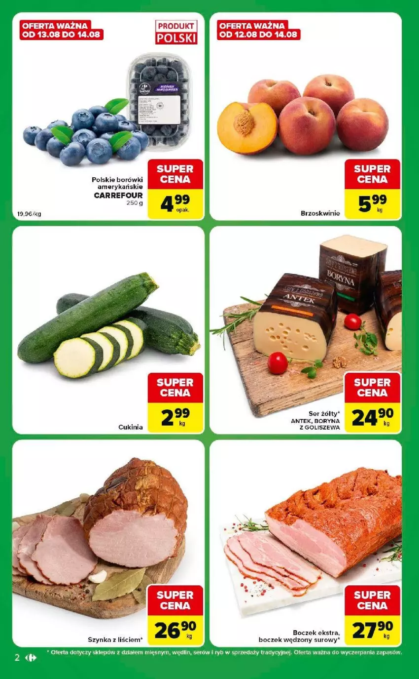 Gazetka promocyjna Carrefour - Gazetka Express w SUMIE ekspresowe zakupy - ważna 11.08 do 17.08.2026 - strona 2 - produkty: Boczek, Brzoskwinie, Ser, Szynka