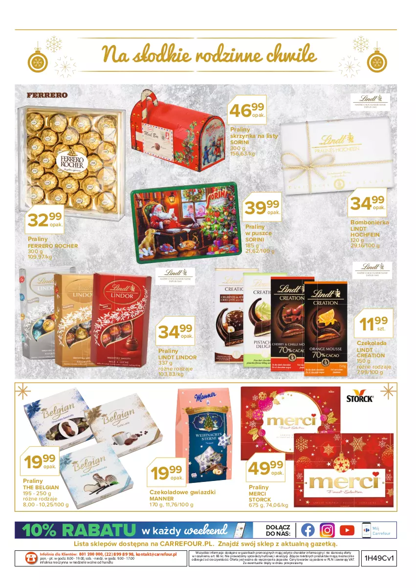 Gazetka promocyjna Carrefour - Gazetka Wszystko by spełniły się życzenia - ważna 07.12 do 24.12.2021 - strona 20 - produkty: Czekolada, Ferrero, Ferrero Rocher, LG, Lindor, Lindt, Merci, O nas, Praliny