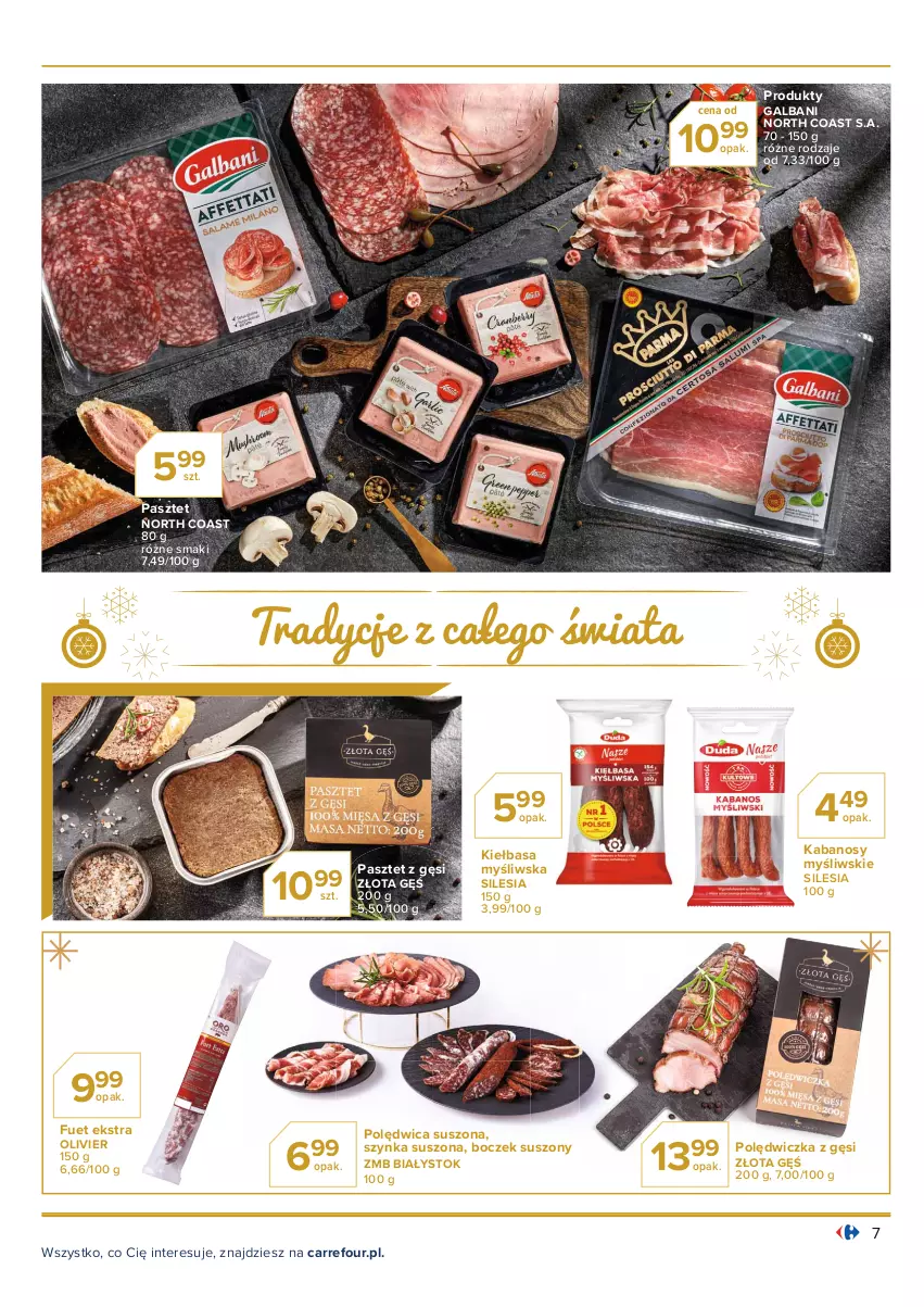 Gazetka promocyjna Carrefour - Gazetka Wszystko by spełniły się życzenia - ważna 07.12 do 24.12.2021 - strona 7 - produkty: Boczek, Galbani, Kabanos, Kiełbasa, Pasztet, Polędwica, Szynka