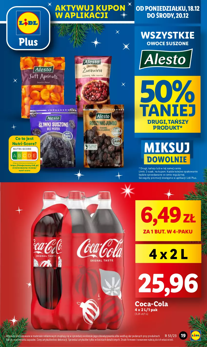 Gazetka promocyjna Lidl - GAZETKA - ważna 18.12 do 20.12.2023 - strona 19 - produkty: Coca-Cola, Olej, Owoce, Owoce suszone, Wazon