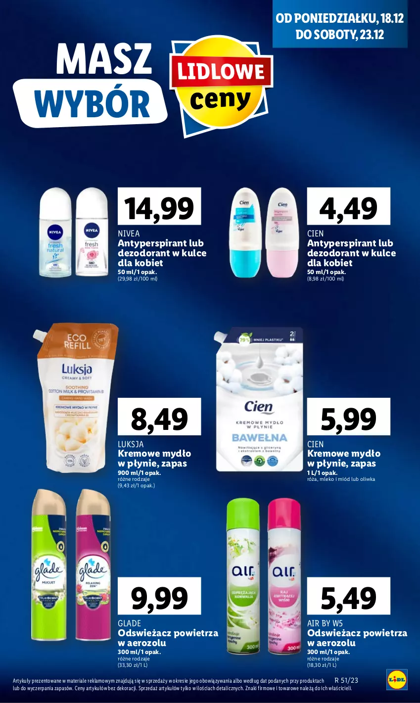 Gazetka promocyjna Lidl - GAZETKA - ważna 18.12 do 20.12.2023 - strona 63 - produkty: Antyperspirant, Dezodorant, Luksja, Miód, Mleko, Mydło, Mydło w płynie, Nivea, Róża