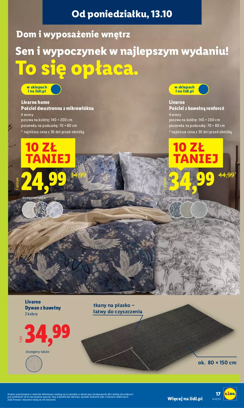 Gazetka promocyjna Lidl - GAZETKA - ważna 06.10 do 19.10.2025 - strona 17 - produkty: Dywan, Ivar, Pościel, Pościel dwustronna, Poszewka