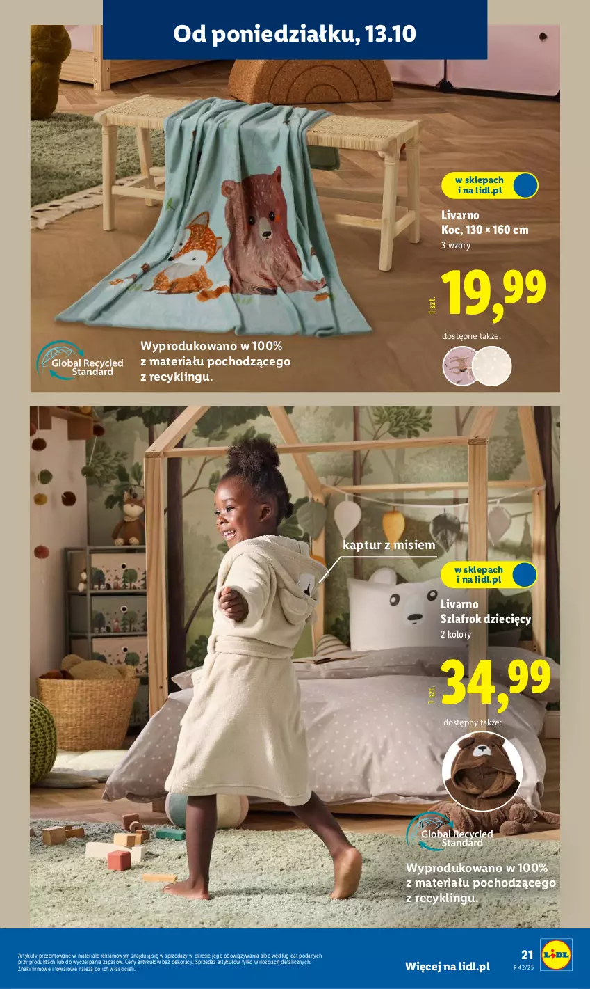 Gazetka promocyjna Lidl - GAZETKA - ważna 06.10 do 19.10.2025 - strona 21 - produkty: Dzieci, Ivar, Koc, Szlafrok