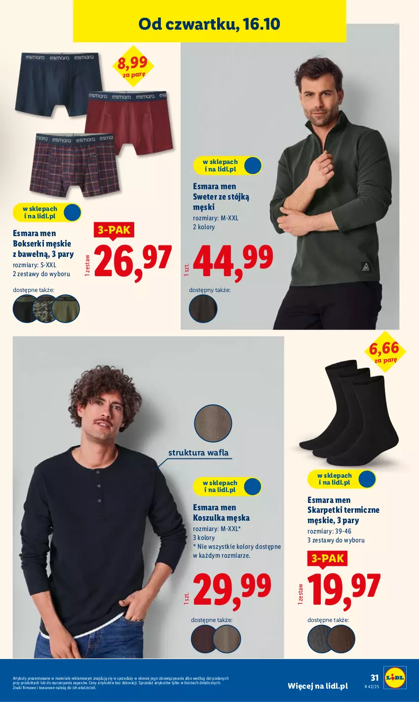 Gazetka promocyjna Lidl - GAZETKA - ważna 06.10 do 19.10.2025 - strona 35 - produkty: Bokserki, Karp, Kosz, Koszulka, Ser, Skarpetki, Sweter