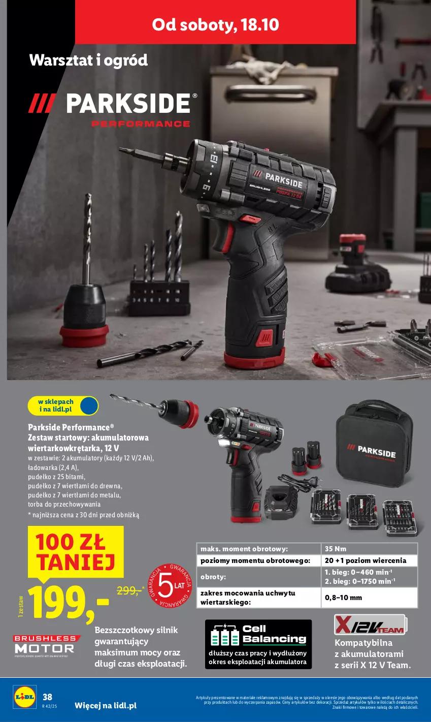 Gazetka promocyjna Lidl - GAZETKA - ważna 06.10 do 19.10.2025 - strona 46 - produkty: Akumulator, Akumulatorowa wiertarkowkrętark, Ogród, Parkside, Pudełko, Ser, Tarka, Torba, Warka, Wiertarkowkrętarka, Wkręt, Wkrętarka