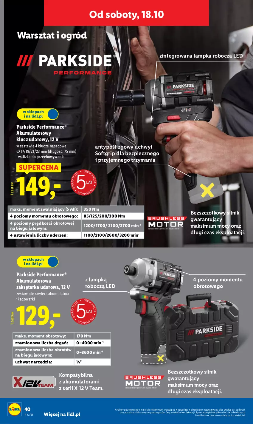Gazetka promocyjna Lidl - GAZETKA - ważna 06.10 do 19.10.2025 - strona 48 - produkty: Akumulator, Klucz udarowy, Ogród, Parkside, Piec, Ser, Tarka, Walizka