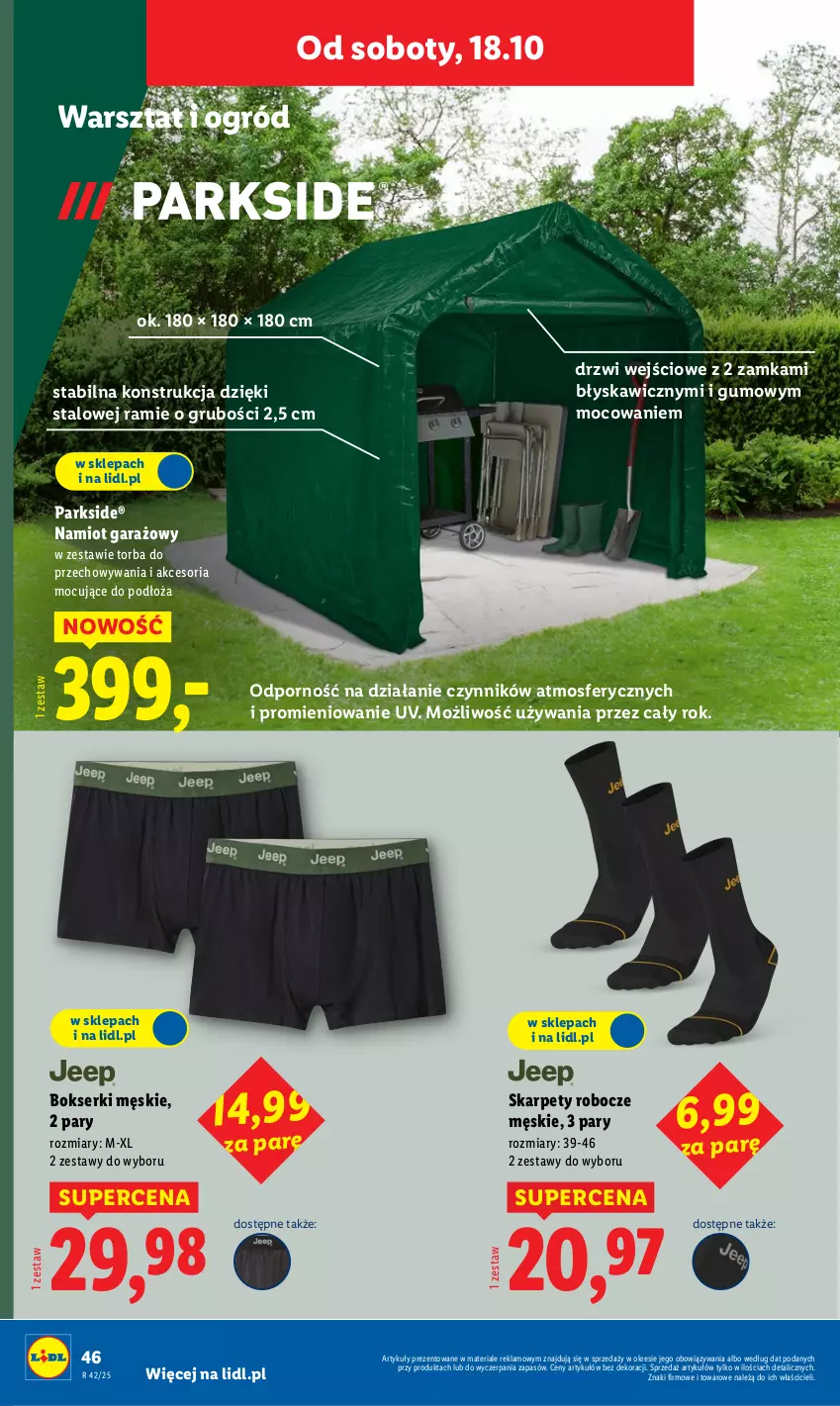 Gazetka promocyjna Lidl - GAZETKA - ważna 06.10 do 19.10.2025 - strona 54 - produkty: Bokserki, Drzwi, Drzwi wejściowe, Garaż, Karp, Namiot, Ogród, Parkside, Por, Ser, Torba