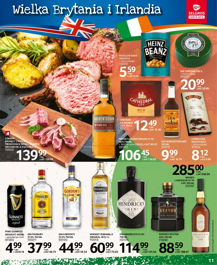 Gazetka promocyjna Selgros - Kuchnie świata - ważna 19.01 do 01.02.2023 - strona 11 - produkty: Bushmills, Cheddar, Czekolada, Fa, Fasola, Gin, Piwo, Ser, Sos, Whiskey, Whisky