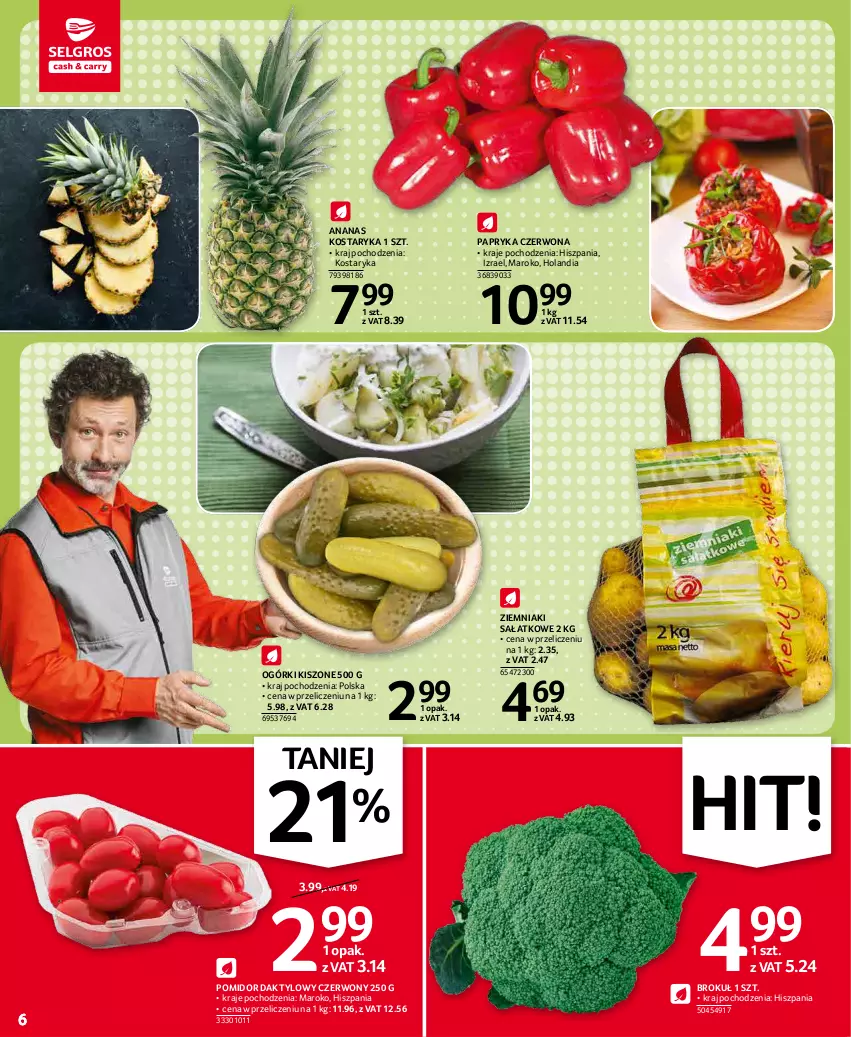 Gazetka promocyjna Selgros - Oferta spożywcza - ważna 07.01 do 19.01.2022 - strona 6 - produkty: Ananas, Papryka, Papryka czerwona, Sałat, Ziemniaki