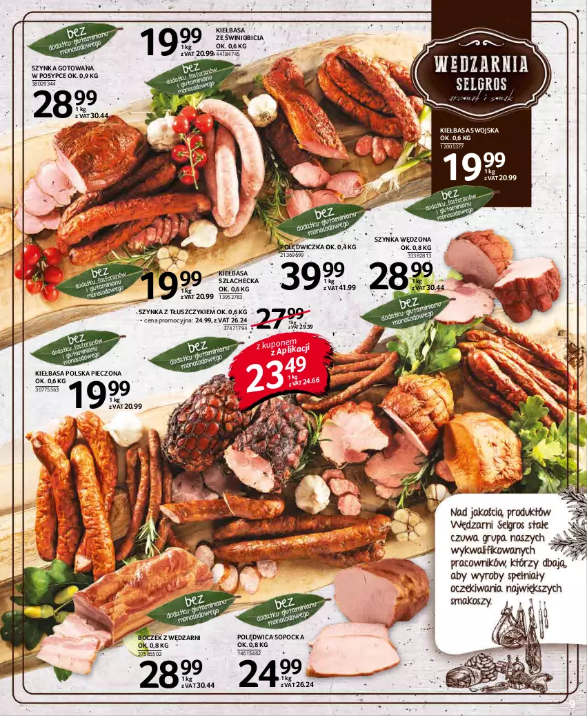 Gazetka promocyjna Selgros - Oferta spożywcza - ważna 07.01 do 19.01.2022 - strona 9 - produkty: BIC, Boczek, Kiełbasa, Piec, Polędwica, Szynka