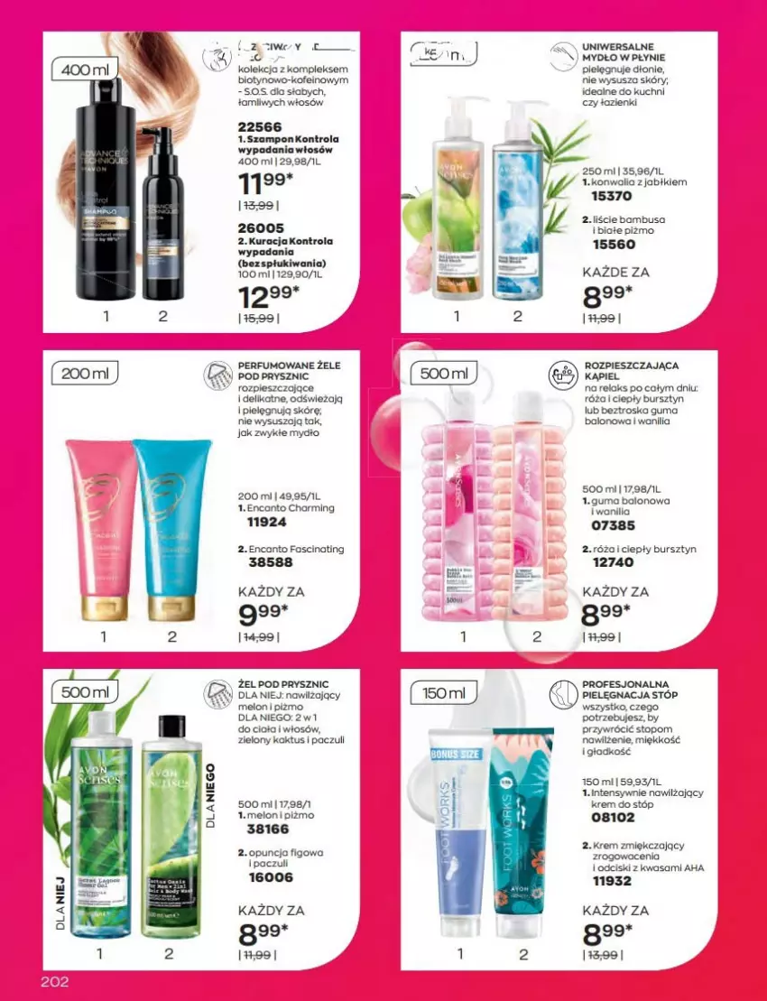 Gazetka promocyjna Avon - Katalog Avon 9/2022 kampania wrzesień - ważna 01.09 do 30.09.2022 - strona 202 - produkty: Bursztyn, Fa, Kaktus, Krem do stóp, Melon, Mydło, Mydło w płynie, Ocet, Owoce, Perfum, Róża, Top, Wasa