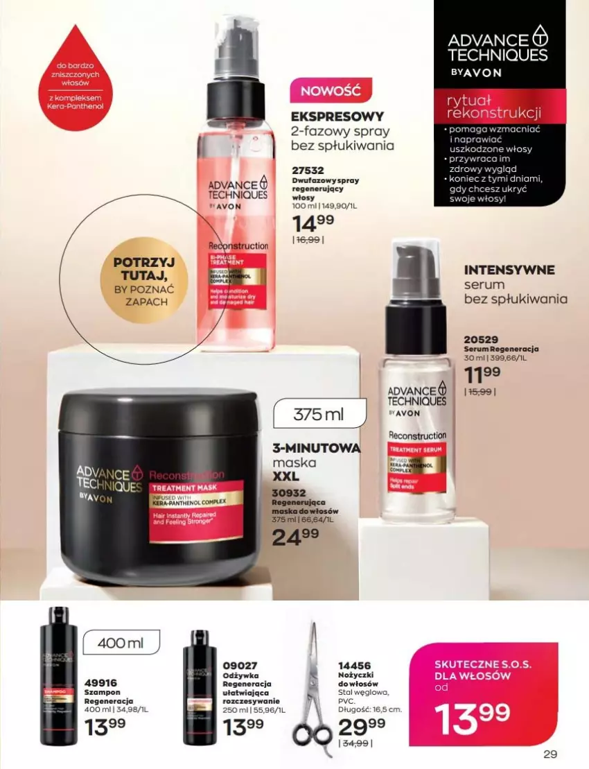 Gazetka promocyjna Avon - Katalog Avon 9/2022 kampania wrzesień - ważna 01.09 do 30.09.2022 - strona 29 - produkty: Fa, Maska, Maska do włosów, Noż, Nożyczki, Odżywka, Rum, Ser, Serum, Szampon