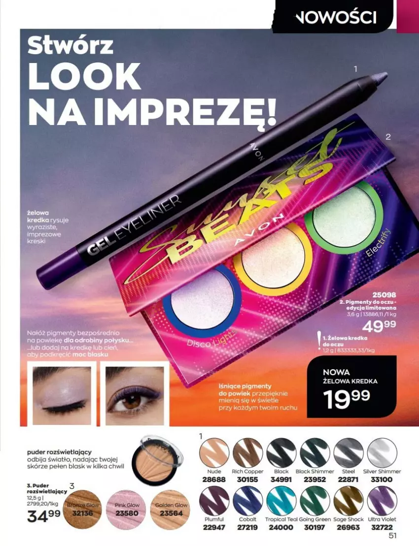 Gazetka promocyjna Avon - Katalog Avon 9/2022 kampania wrzesień - ważna 01.09 do 30.09.2022 - strona 51 - produkty: Kredka, Lack, Puder, Tropical