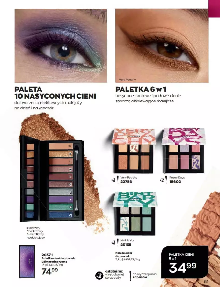 Gazetka promocyjna Avon - Katalog Avon 9/2022 kampania wrzesień - ważna 01.09 do 30.09.2022 - strona 61 - produkty: Makijaż, Paleta, Paletka cieni