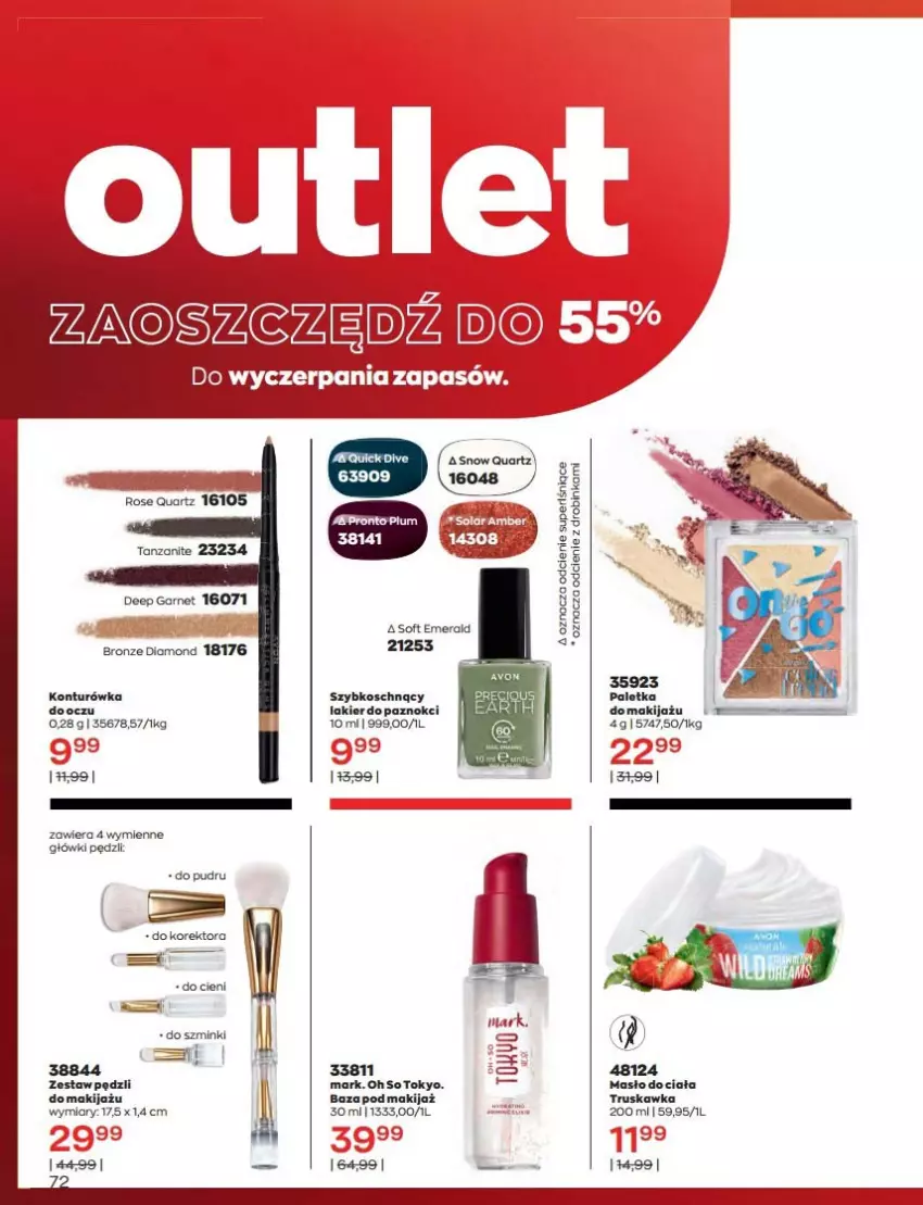 Gazetka promocyjna Avon - Katalog Avon 9/2022 kampania wrzesień - ważna 01.09 do 30.09.2022 - strona 72 - produkty: Inka, Lakier, LG, Makijaż, Masło, Masło do ciała, Zestaw pędzli