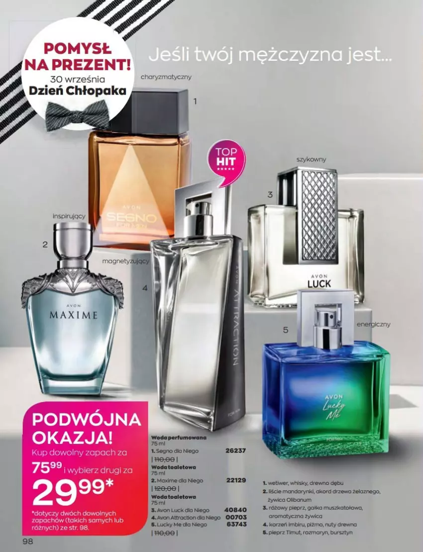 Gazetka promocyjna Avon - Katalog Avon 9/2022 kampania wrzesień - ważna 01.09 do 30.09.2022 - strona 98 - produkty: Bursztyn, Gałka, Mandarynki, Mus, Pieprz, Whisky