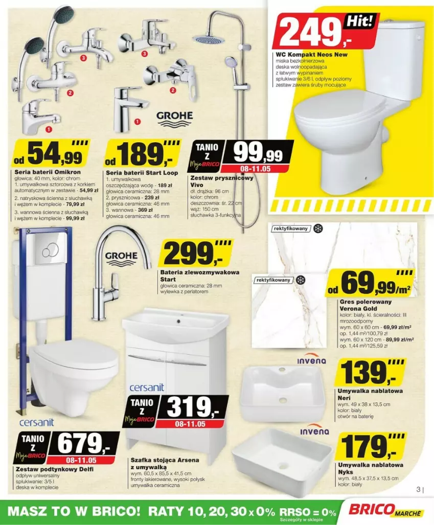 Gazetka promocyjna Bricomarche - ważna 08.05 do 18.05.2024 - strona 3 - produkty: Bateria, Cersanit, Piec, Ser, Szafka, Umywalka, Zlew, Zlewozmywak