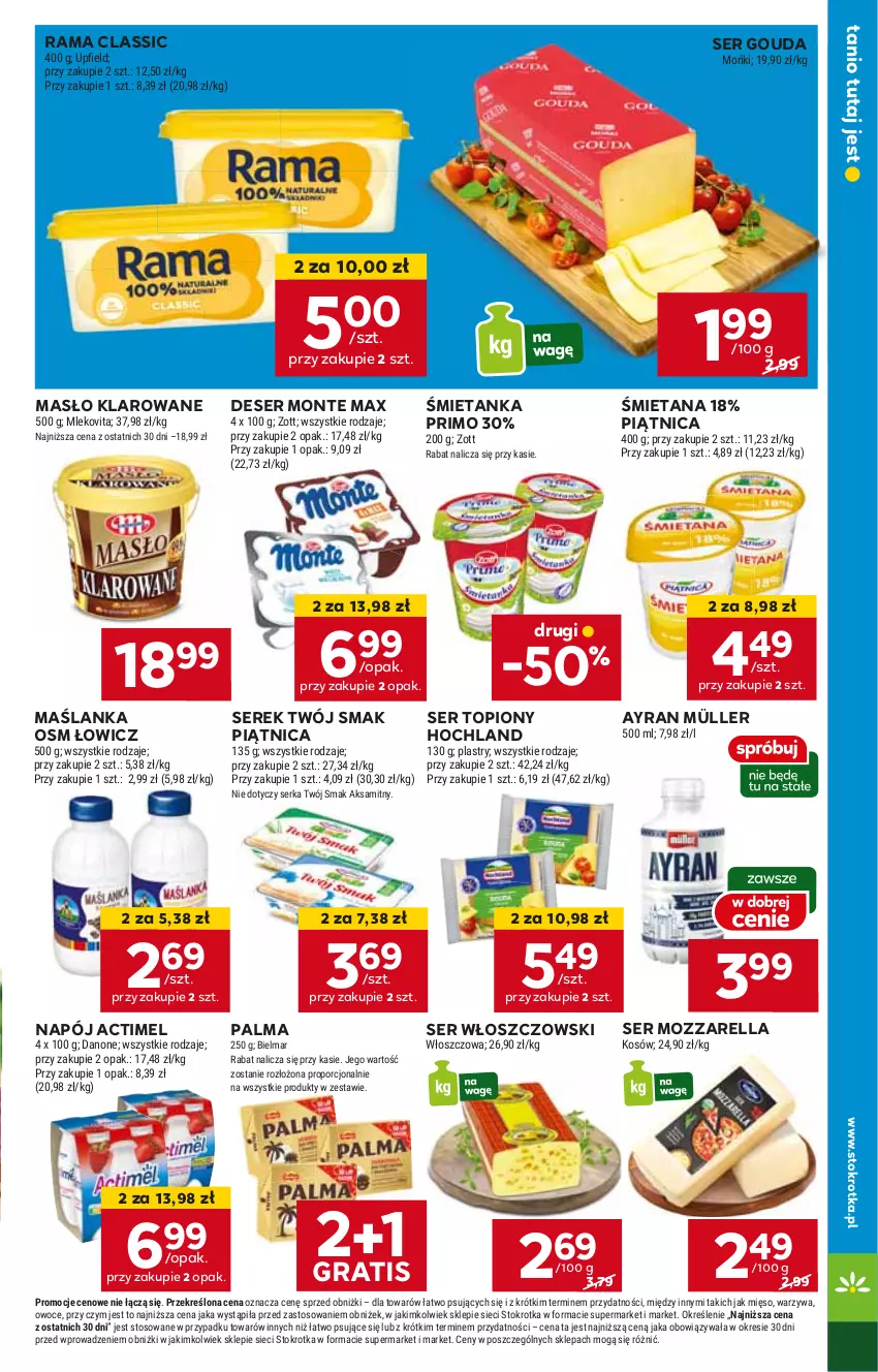 Gazetka promocyjna Stokrotka - Market - ważna 29.05 do 05.06.2024 - strona 11 - produkty: Actimel, Deser, Gouda, Gra, Hochland, HP, Maślanka, Masło, Masło klarowane, Monte, Mozzarella, Müller, Napój, Palma, Piątnica, Rama, Ser, Ser topiony, Serek, Top, Twój Smak, Włoszczowski