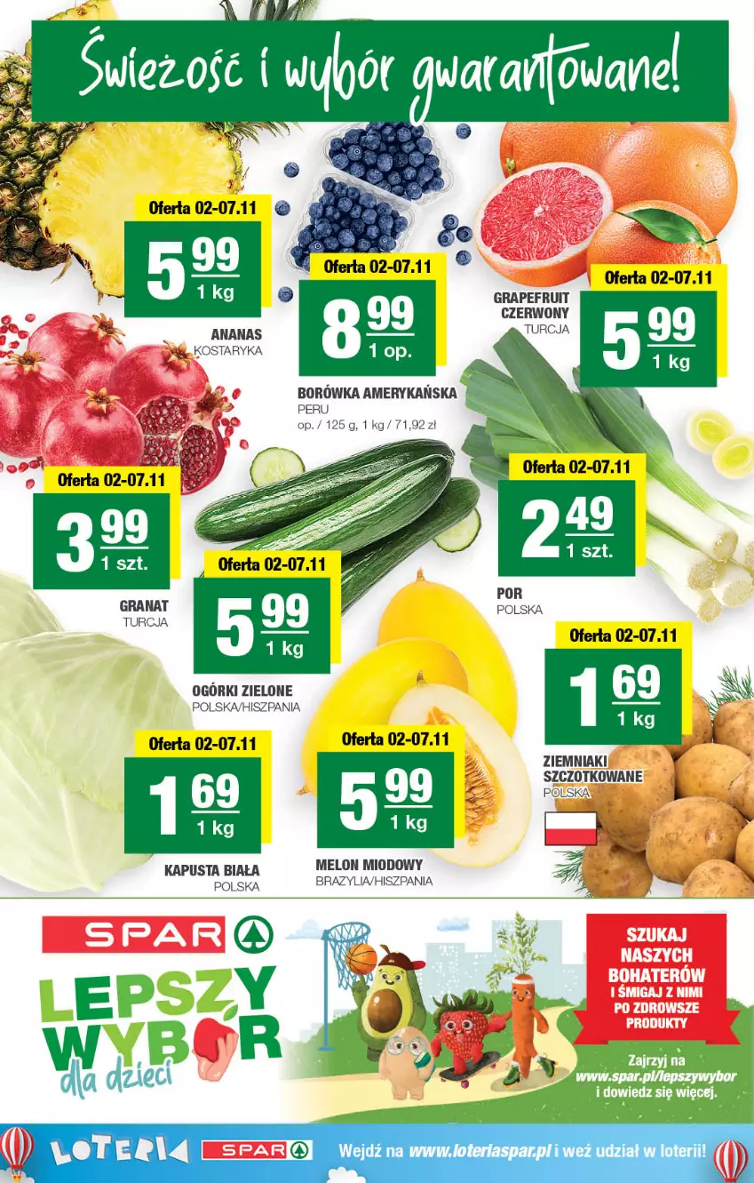 Gazetka promocyjna Spar - Spar - ważna 29.10 do 08.11.2023 - strona 2 - produkty: Ananas, Borówka, Borówka amerykańska, Gra, Melon, Ziemniaki